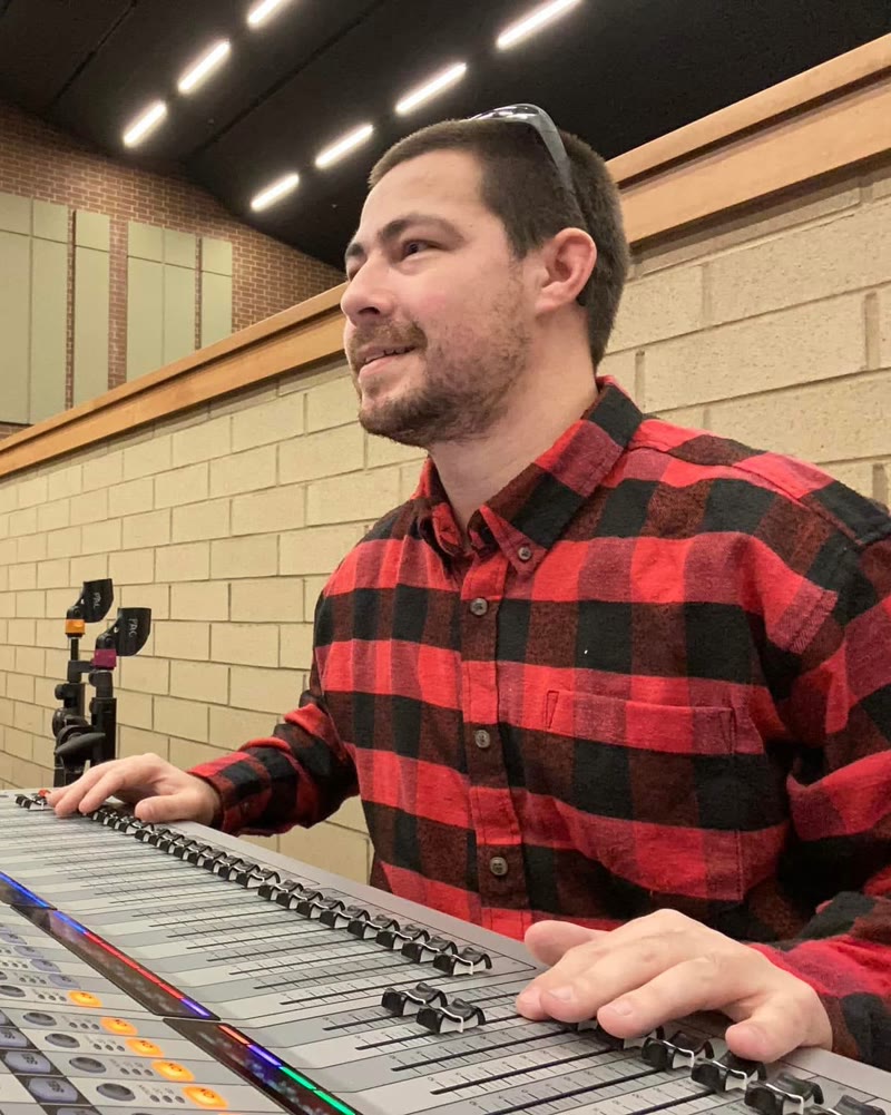 Zach Hendryx running sound at a live event